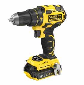 18 V STANLEY FATMAX KÉTSEBESSÉGES AKKUS ÜTVEFÚRÓ/CSAVAROZÓ 18 V STANLEY FATMAX KÉTSEBESSÉGES AKKUS ÜTVEFÚRÓ/CSAVAROZÓ 18 V/2,0 Ah, 13 mm gyorstokmány többfokozatú rögzítéssel, fém bolygóműves