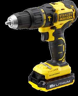 18 V STANLEY FATMAX KÉTSEBESSÉGES AKKUS ÜTVEFÚRÓ/CSAVAROZÓ 18 V STANLEY FATMAX KÉTSEBESSÉGES AKKUS FÚRÓ/CSAVAROZÓ 18 V/2,0 Ah, 13 mm gyorstokmány többfokozatú rögzítéssel, fém bolygóműves hajtómű, 2