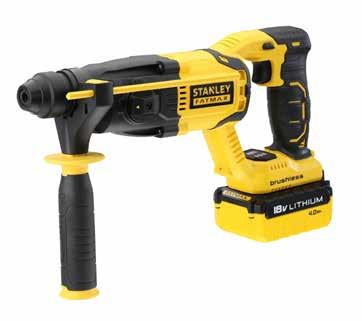 18 V STANLEY FATMAX KOMBINÁLT AKKUS FÚRÓ ÉS VÉSÔKALAPÁCS, SDS-PLUS 18 V STANLEY FATMAX AKKUS DELTACSISZOLÓ 18 V/4,0 Ah, SDS-plus befogó, jobbos/balos üzem, fúró/ütvefúró/véső funkció, többkomponensű