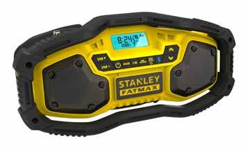 18 V/230 V STANLEY FATMAX 18 V STANLEY FATMAX AKKUS FM/AM RÁDIÓ BLUETOOTH-SZAL AKKUS MUNKALÁMPA FM/AM vétel, 150 mm rugalmas billenő antenna gumiborítással,