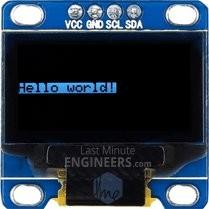 Egyszerű szöveg kiírása A Last Minute Engineers honlapján található tananyagból vett mintaprogram segítségével mutatjuk be a kijelző használatát. Egyszerű szövegkiírás: Hello world!