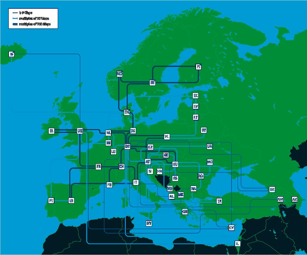 Hálózati infrastruktúra GEANT (2018) https://www.