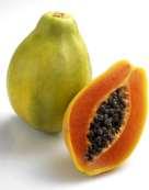 Oldal: 52 /115 Alakja körtére hasonlít. Amerikából származik. A papaya körte alakú, 15-20 cm nagysága termés, sárga vagy zöld héjú, húsa narancssárgás, melyben szintén ehető fekete magvak találhatóak.