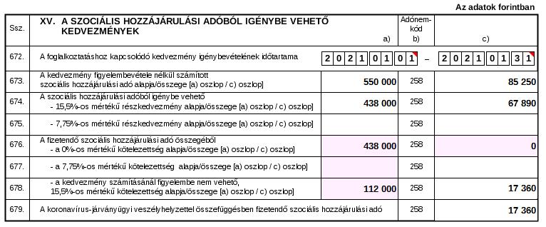 A 674c = 674a x 0,155 +-10, de legfeljebb a 673c összege. A 677a nem lehet kitöltött, ha a 674a kitöltött. Ha a 674. sor kitöltött, akkor a 678c = 673c 674c.