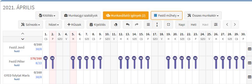 Automatikus kitöltés Kitöltés sablonnal Kitöltés munkarend szerint A munkarend és a beosztás sablonok leírását lásd a 4.9.1 és a 4.9.3 fejezetben.