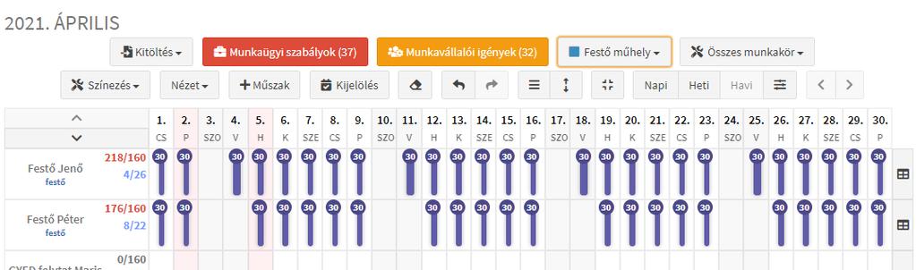 munkarendet rendeltünk: 36.