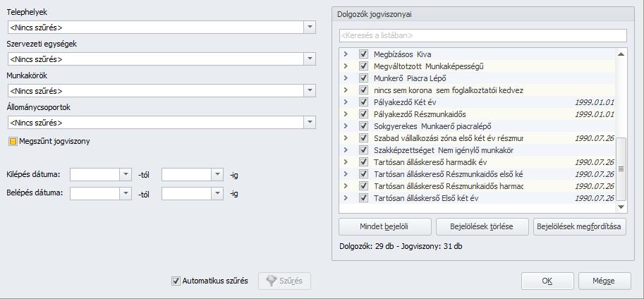 : A szinkronizálás előtt rögzíteni kell a dolgozók adatlapján a szervezeti egységet és/vagy a telephelyet,