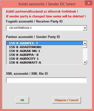 2.1 ábra Alapadatok ablakok (balra: termelői menetrend, jobbra: termelői prognózis) Az ablak felső részében levő listából válasszuk ki az engedélyes azonosítóját.