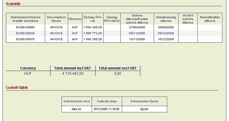 Valamint választhatja az < Adatok beküldése> opciót is, így a bevitt adatokat ellenőrző képernyő jelenik meg, amelyen véglegesíthetjük az adatbevitelt.