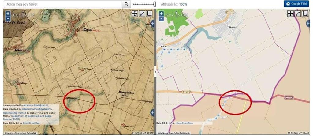 2. kép Az egykori Álmos falu feltételezett helyszíne (saját szerkesztés) 29 A névetimológia szerint a -d eredetileg kicsinyítő, becéző képzőnk s belőle fejlődött, vagy már vele párhuzamosan kialakult