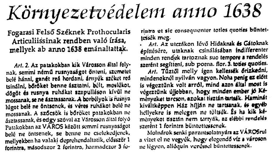 Már eleink is pontosan tudták, hogy a környezetvédelem közügy, amelyben
