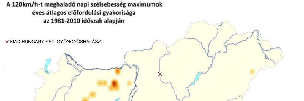Magyarország szél általi kitettsége Gyöngyöshalász jelölésével forrás: http://vmkatig.hu/kek.