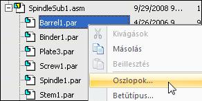 . fejezet 2 Bevezetés szerelések létrehozásába Az Anyag tulajdonság oszlop hozzáadása Alapértelmezetten az Anyag tulajdonság oszlop nem látszik.