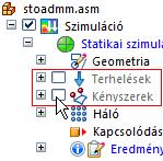 A Solid Edge ablak oldalán (függ a választott felhasználói felület témától, lehet bal vagy jobb oldalon) ), kattintson a Szimuláció
