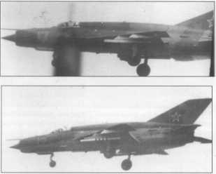 MÍG-21SMT (type 15) MiG-21SzMT (15-s típ.) MiG-21SMTs (type 50) of 515. iap MiG- 21SzMT-k (50-s típus), 515. ezred published of this type. At that time the unit had blue board numbers.