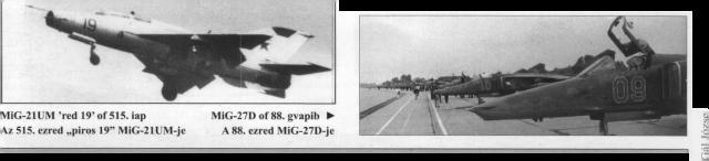 IÁD units had 31-32 MiG- 15/UTIs each from 1949-50, bút they were soon replaced by the more modem MiG-15bis/UTIs írom 1951. The 1. gviap and 515. iap MiG-15s were given to HuAF in 1951.