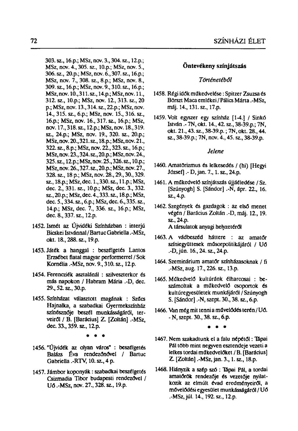 303. sz., 16.p.; MSz, nov. 3, 304. sz, 12.p.; MSz, nov. 4, 305. sz, lo.p.; MSz, nov. 5, 306. sz, 20.p.; MSz, nov. 6, 307. sz, 16.p.; MSz, nov. 7, 308. sz, 8.p.; MSz, nov. 8, 309. sz, 16.p.; MSz, nov. 9, 310.