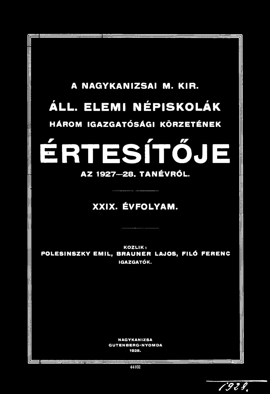 J E AZ 1927 28. TANÉVRŐL. XXIX. ÉVFOLYAM.