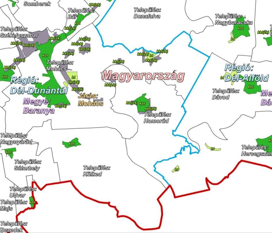 Magyar Közigazgatási Határok NTA adatforrásai Az adatbázis a magyarországi közigazgatási határok adatait tartalmazza országhatár, régióhatár,