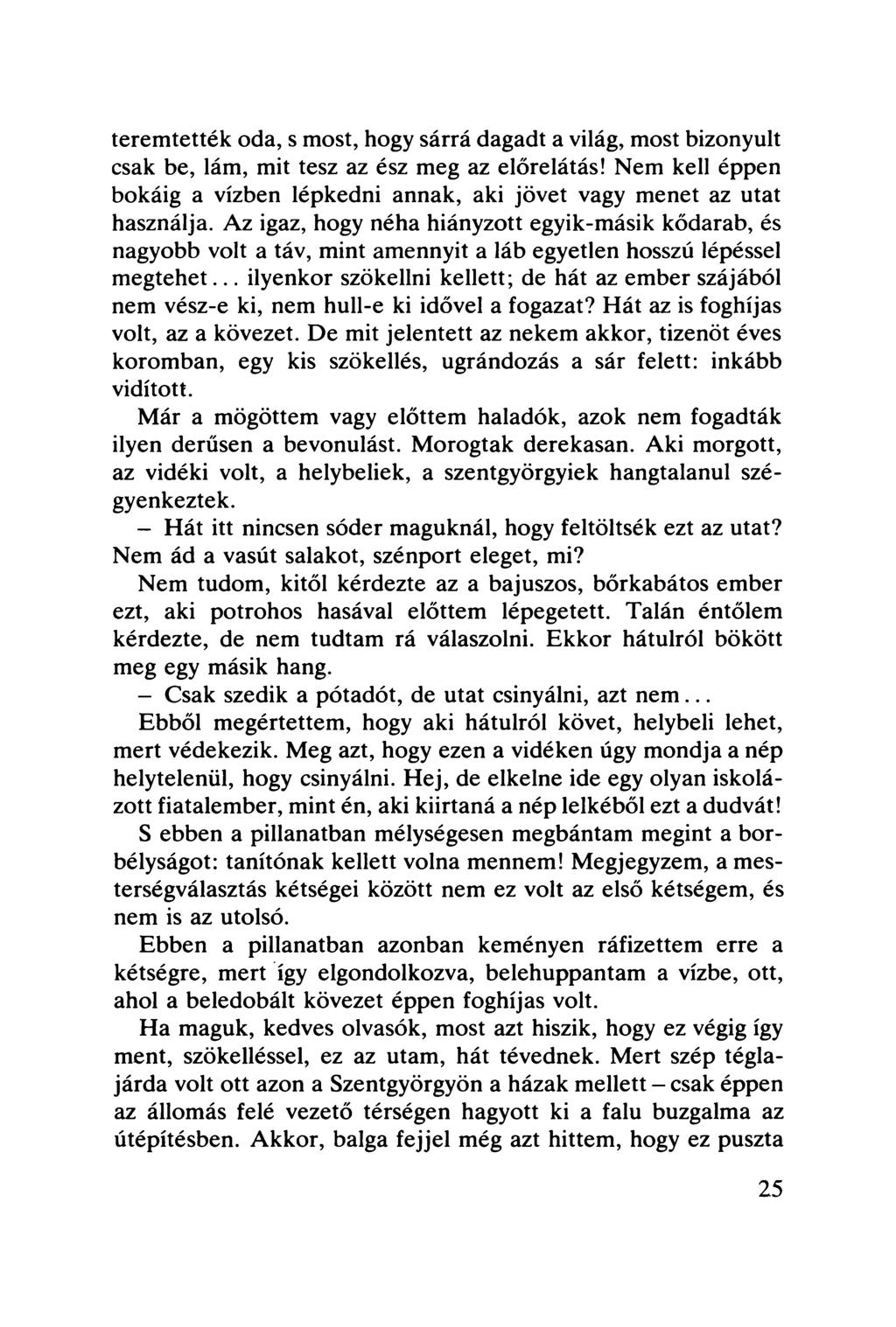teremtették oda, s most, hogy sárrá dagadt a világ, most bizonyult csak be, lám, mit tesz az ész meg az előrelátás!