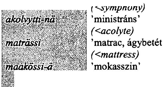 (<kodak) m ym oöri ', j kormányzó,, *^-7 / V '' ' \ 1(<govemor) mahokaam ', A mahagom \ '*U<mahogany) makenoo, l csíkos pokróc (<mackinaw) (<mackinaw) B flis lilll maianaa