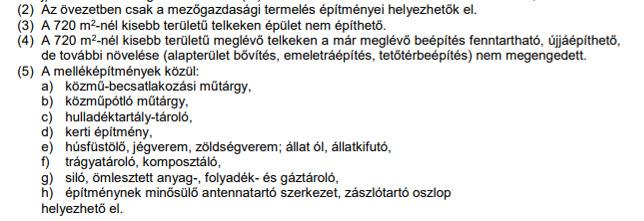 kialakítható építési telek legkisebb szélessége (m) 14,0 Legnagyobb beépítettség terepszint felett (%) 3 Legnagyobb beépítettség