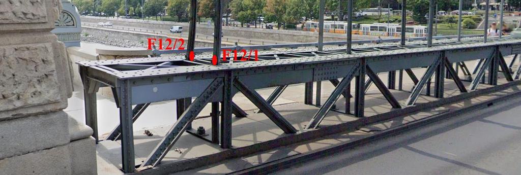 5.2.2. Függesztőrudak Mivel a híd kétszeresen szimmetrikus, a függesztőrudak nyúlásmérésénél a híd negyedén került kiépítésre egy mindenre kiterjedő mérőrendszer.