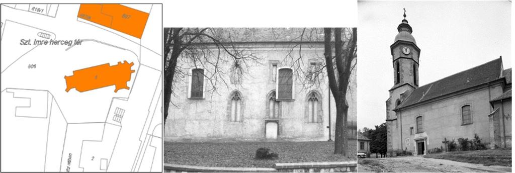 4. Szt. Kereszt felmagasztalása, róm. kat. templom Szt. Imre herceg tér/ EOV 643263 271729, WGS84/GPS 47.789295, 18.95755 7150/7182 1 ún. II. bírságkategória, 22509/1958 ÉM 120344/1958 MM 1958.01.