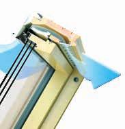 2 K megemelt forgástengelyű ablakokkal egybeépíthető, tetőerkély ablakok mellé FXP esetén kétszeres környezetbarát akril-lakk bevonat, amely ellenáll a környezeti hatásoknak és az UV sugárzásnak FXU