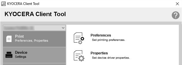 Client Tool és un programari d utilitat que us permet canviar la configuració de la màquina i utilitzar-ne les funcions de manera més còmoda. Spusťte nástroj KYOCERA Client Tool.