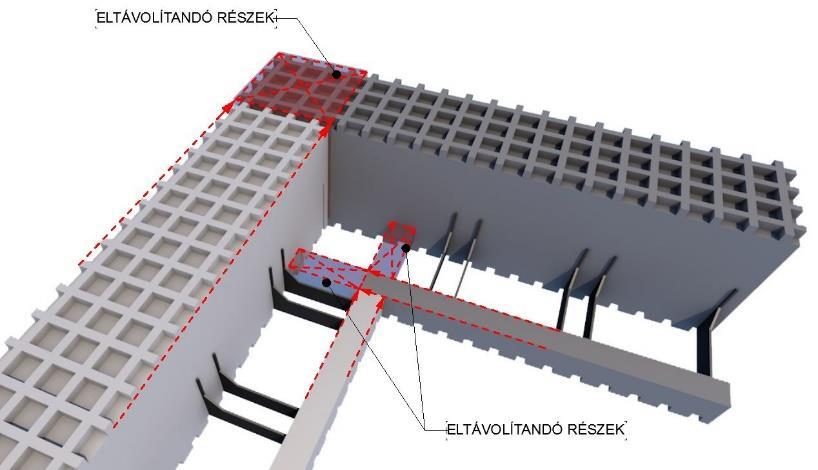 Az egymásra merőleges koszorúelemeket úgy kell kivágnunk, hogy a belső (kisebb, 5 cm-es) neopor részből visszavágunk annyit, hogy a külső -vastagabb- neopor rétegeket egymáshoz tudjuk illeszteni.