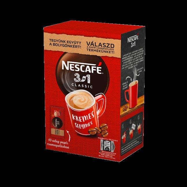 Magyarországon teszteljük a NESCAFÉ 3in1 Classic papíralapú csomagolását Limitált szériában, tesztjelleggel a világon először papíralapú csomagolásban is piacra dobtuk az egyik legnépszerűbb