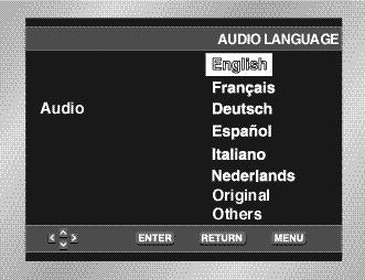 A lemez menü nyelvének kiválasztása Ebben a menüben azt választhatja ki, hogy a lemez menü képernyôi milyen nyelven jelenjenek meg. 1. Stop üzemmódban nyomja meg a MENU gombot. 2.