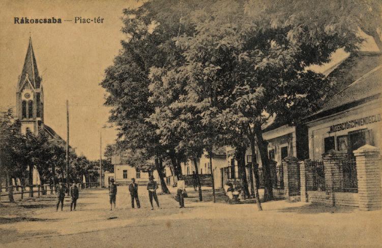 Rákoscsaba, Piac tér a református templommal, 1916 átyásföld, a Diósy család szecessziós stílusú nyaralója a