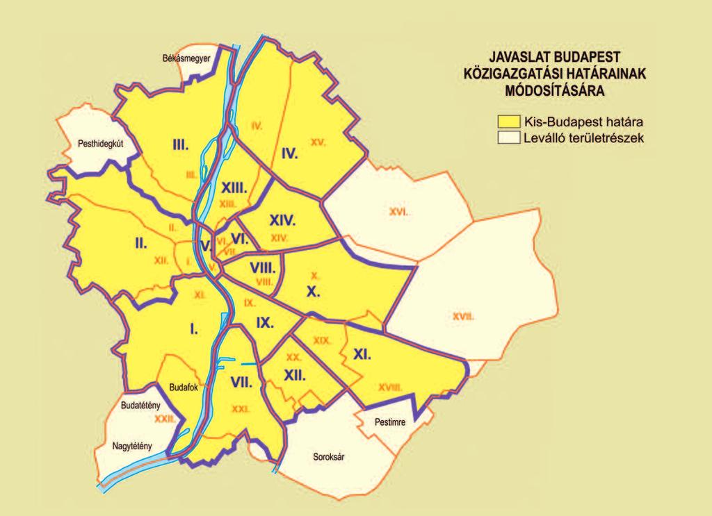 A Fővárosi Tanács VB javaslata Budapest területének és kerületi beosztásának módosítására, 1956.