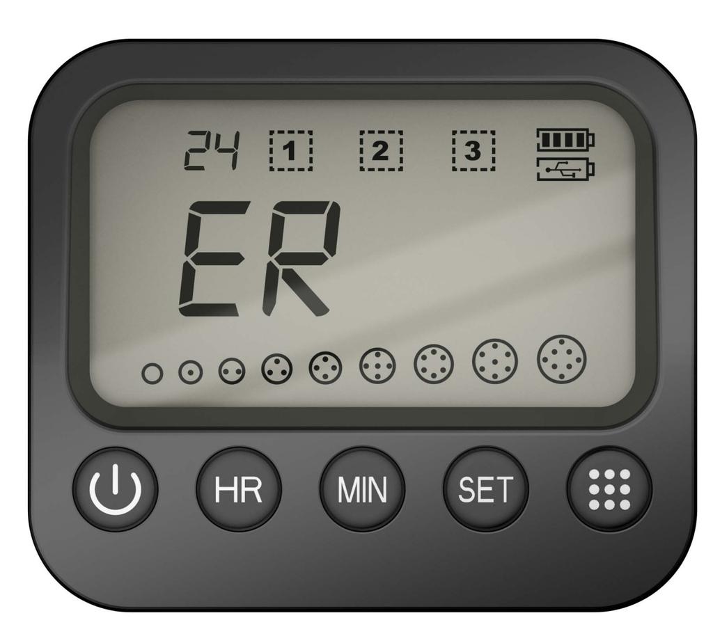 Er a kijelzőn Ha mechanikai hiba lép fel, akkor az etetőautomata (10 s után) lekapcsol (Kijelzőn Er látható).