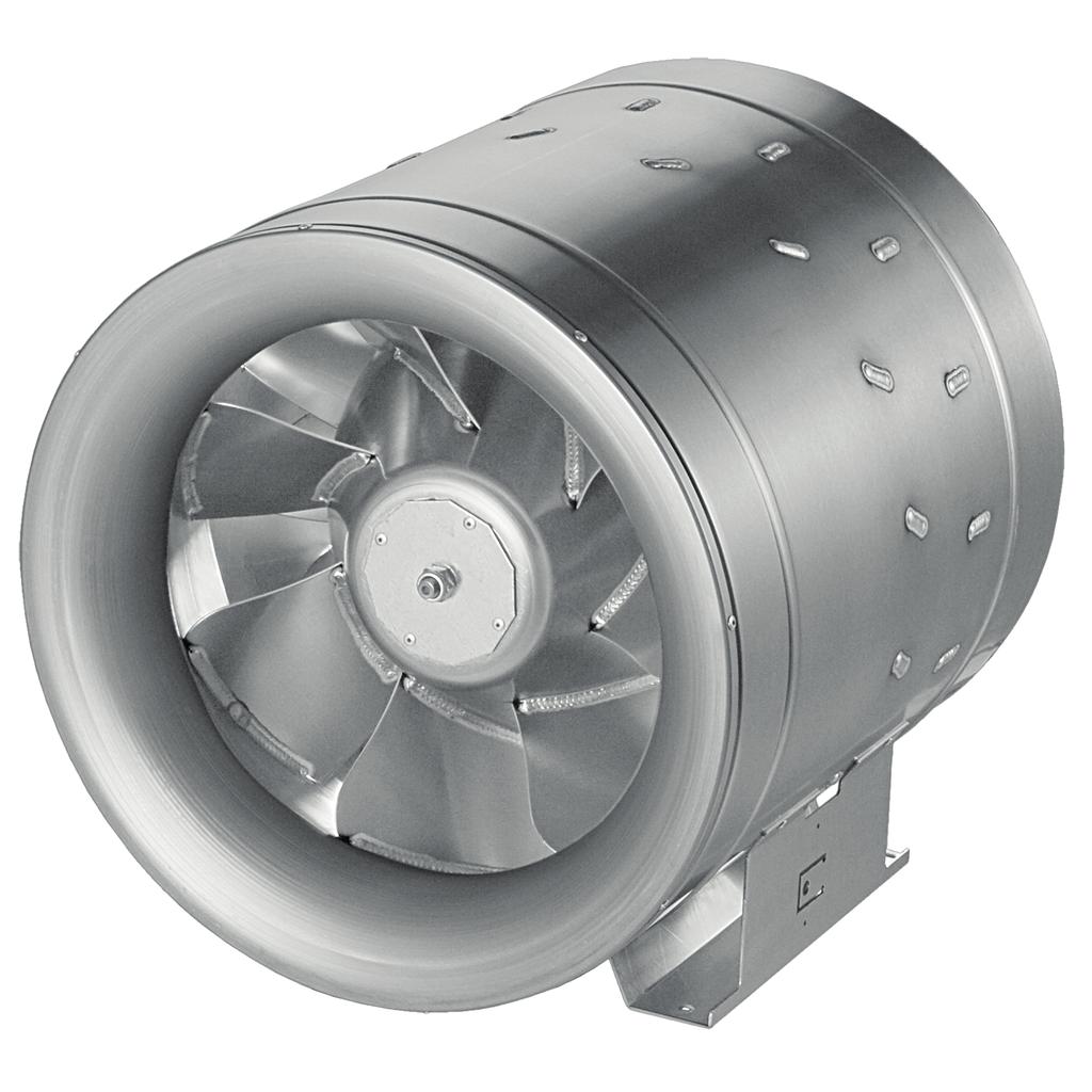 ETALINE EC Csőventilátor Kör keresztmetszethez EC-motorral Félradiális EC Fémházas, félradiális csőventilátor ECmotorral típus ETALINE EC Nagyon magas hatásfokú, kompakt, félradiális csőventilátor EC