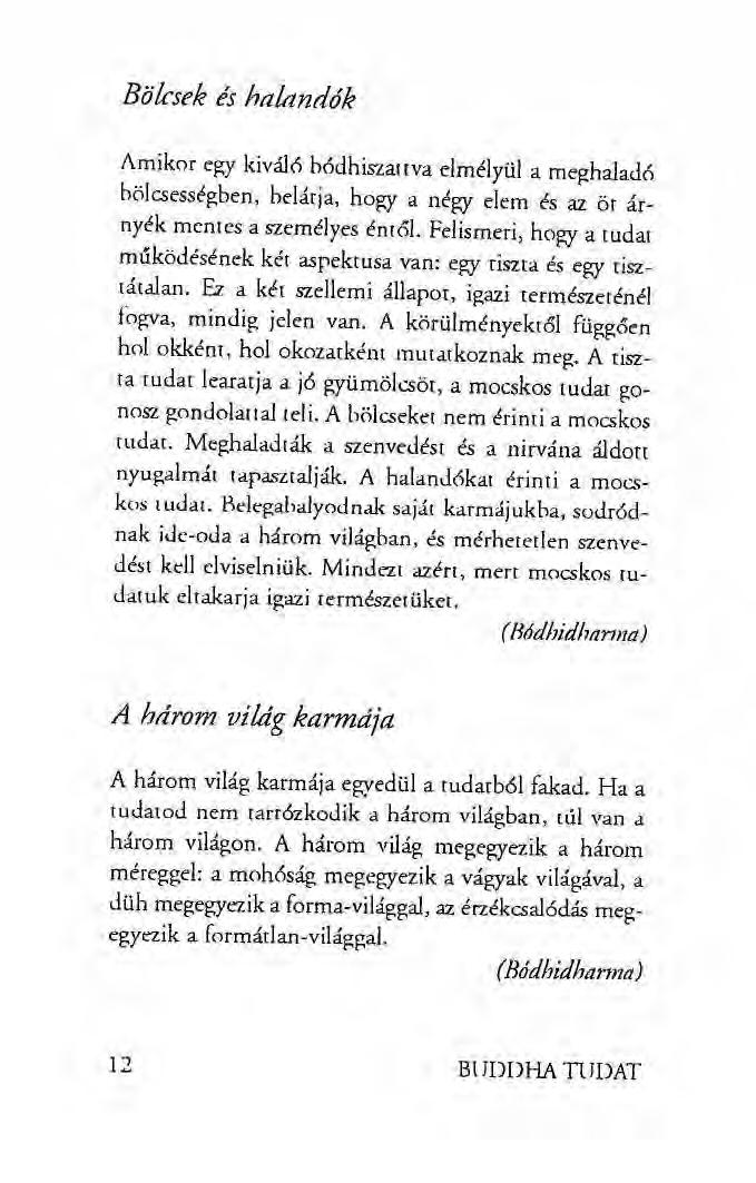 Bölcsek és halandók Amikor egy kiváló bődhiszarrva elmélyül a meghaladó bölcsességben, belátja, hogy a négy elem és az öt árnyék mentes a személyes éntől.