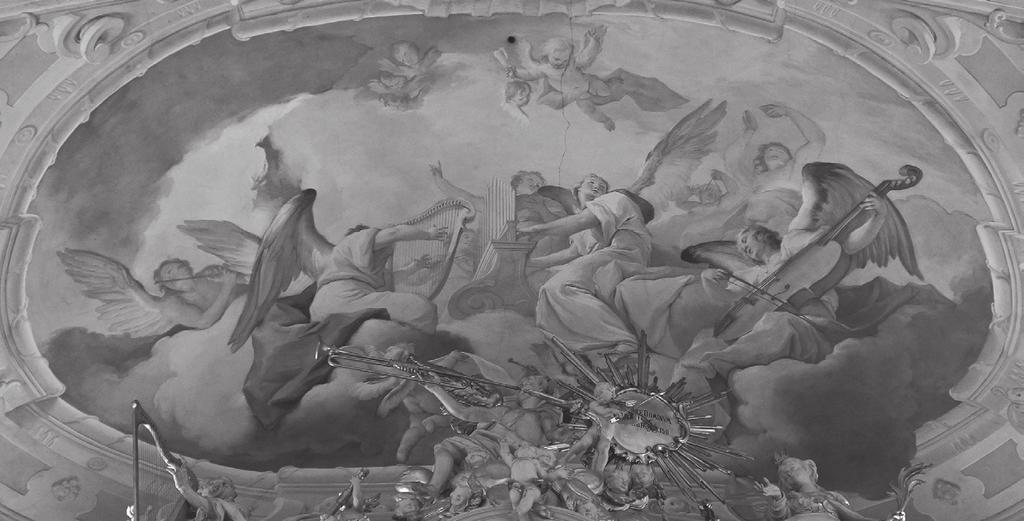 Angyalkoncert, grófi portré 145 Paul Troger Angyalkoncert-freskója a győri Szent Ignác-templom orgonakarzatának mennyezetén, 1747. Fotó: Püspöki Apor még éteribbé teszi a mennyezeti angyalkoncert.