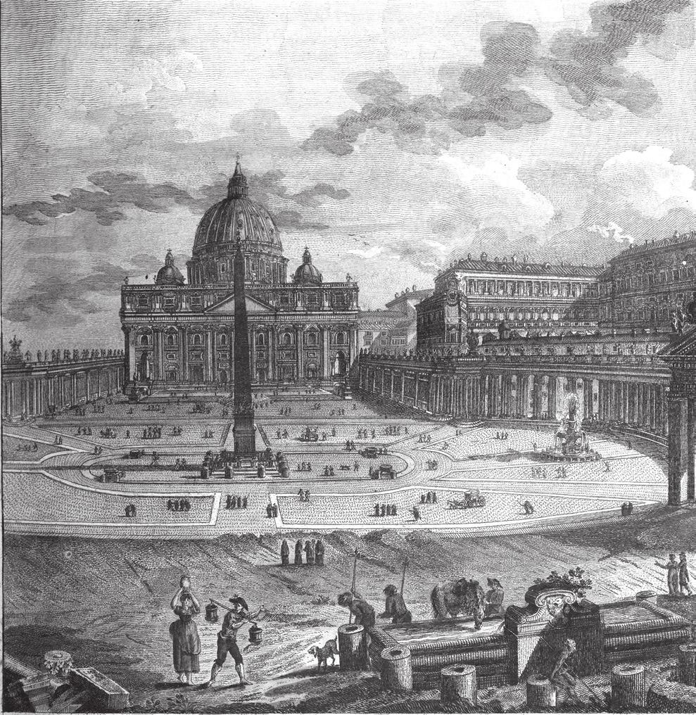 Itália művészeti élményei egy technológiai utazás mentén 237 A Szent Péter bazilika Rómában, Karl Robert Schindelmeyer (1769 1839) színezett metszete in: Merkwürdigkeiten der Welt, I. Bd.