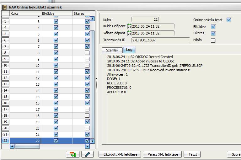 Külön lekérhető az elküldött számla XML és a NAV által küldött válasz XML tartalma. 7.