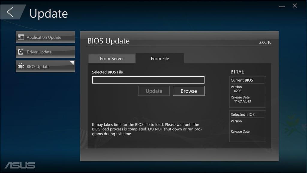 Frissítés Kattintson az Update (Frissítés) gombra az ASUS Manager főképernyőjén a