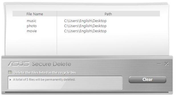 Az ASUS Secure Delete használata: 1.