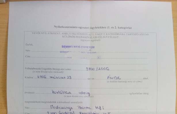 Korábbi vevői nyilatkozat az