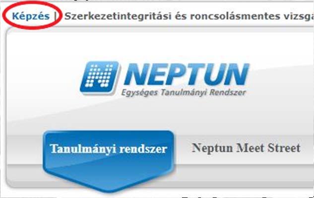 Képzés beállítása A fejléc felett a bal felső sarokban látható a "Képzés" felirat, melynek segítségével többképzésesként