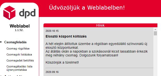 2. Töltse ki a mezőket. Fill the entry fields Kezdje a CR-Csomagfelvételi megbízás alap információival.