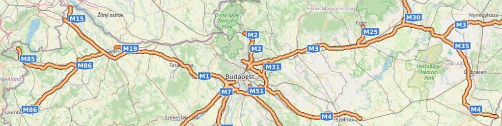 3.4. Térkép felület Kiemeli a Magyar Közút által üzemeltetett úthálózatot az általunk beállított áttetszőséggel. Bal egérgombot nyomva tartva egér mozgatással tudunk navigálni a térképen.