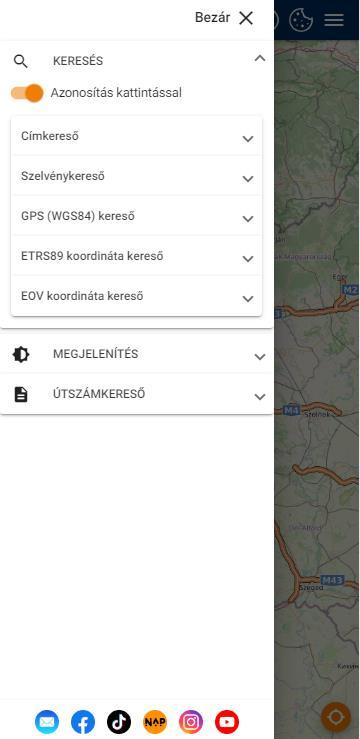 A desktop nézetbeli jobb oldali információs sáv a lap alján kerül megjelenítésre A