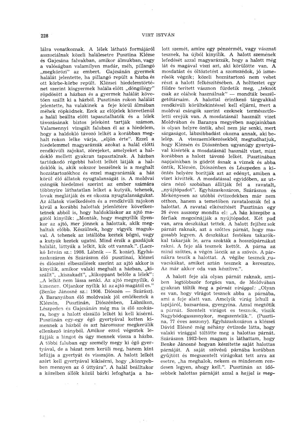 228 VIRT ISTVÁN Iáira vonatkoznak.