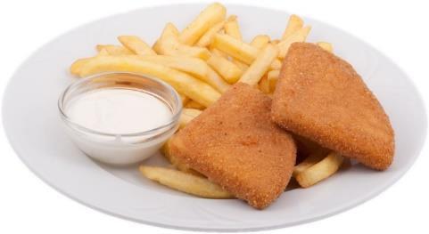 Rántott sertésszelet hasábburgonyával 3 800 Ft Schweineschnitzel Wiener Artˇmit Pommes frites Breaded